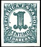 Spain - 1933 - Numbers - 1 CTS - Green - Spain, Numbers - Edifil 677 - 0